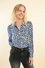 Load image into Gallery viewer, Animal Print Blouse in Blue Paula
