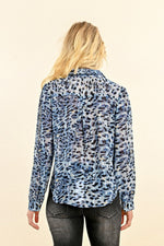 Load image into Gallery viewer, Animal Print Blouse in Blue Paula
