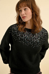 Sequin Sweater in Black