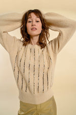 Load image into Gallery viewer, Vertical Sequin Sweater in Cream
