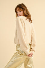 Load image into Gallery viewer, Vertical Sequin Sweater in Cream
