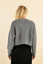 Load image into Gallery viewer, Cropped Heart Cardigan in Grey
