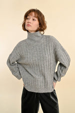 Load image into Gallery viewer, Shimmer Turtleneck Sweater in Silver
