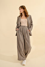 Load image into Gallery viewer, Herringbone Wide Leg Pants in Beige
