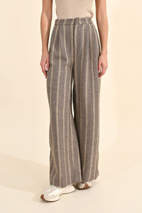 Herringbone Wide Leg Pants in Beige