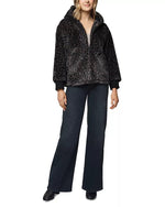 Load image into Gallery viewer, Lucia Fur Zip Up Jacket in Leopard Print
