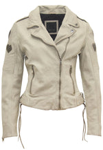 Load image into Gallery viewer, Reo RF Heart Detail Leather Jacket in Off White/Grey
