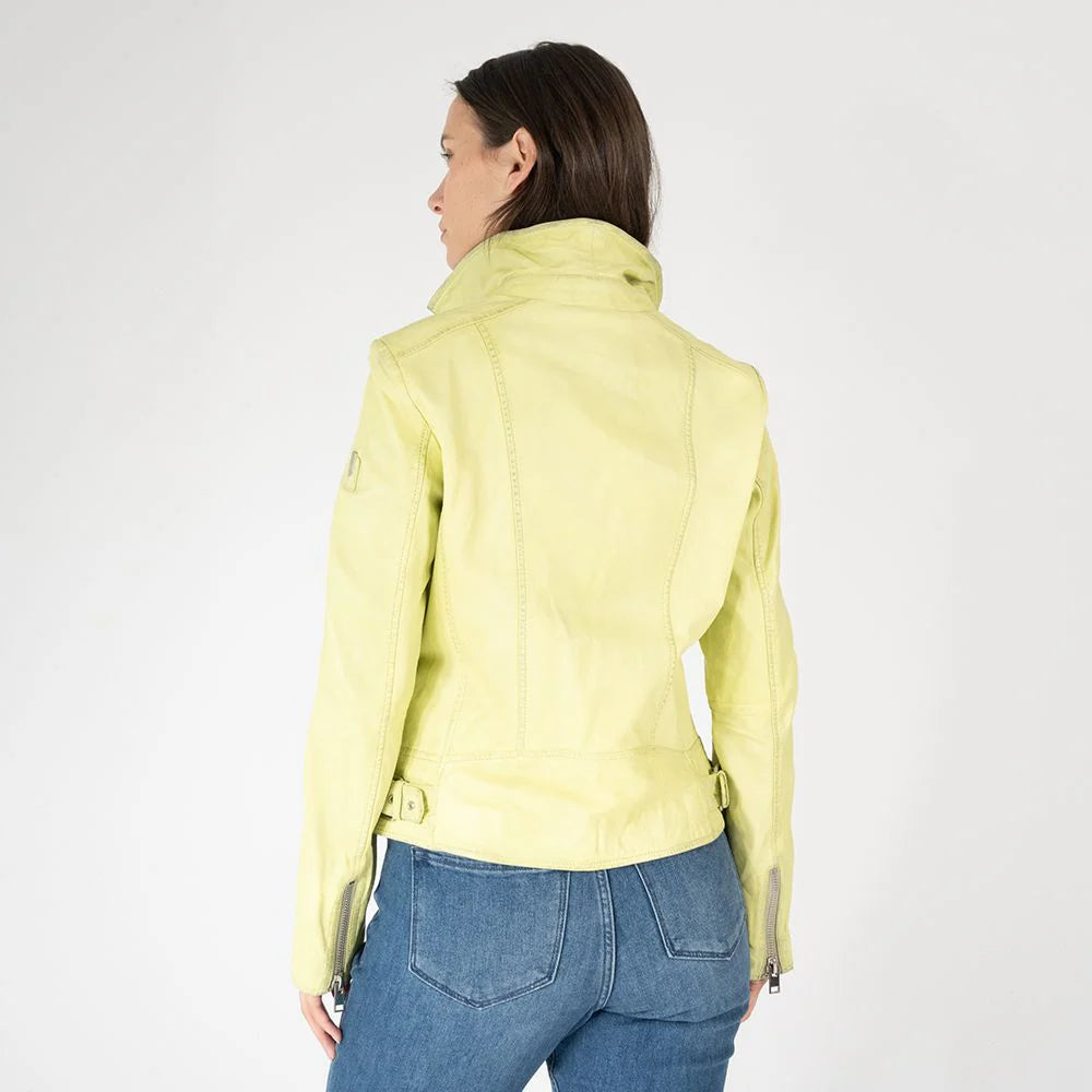 Louzia Leather Jacket in Limeade