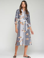 Load image into Gallery viewer, Camisero Striped Shirt Dress in Fishes
