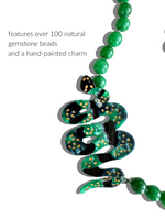 Load image into Gallery viewer, Hand-painted Snake Gemstone Crossbody Phone Chain in Green
