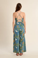 Load image into Gallery viewer, Printed Denim Jumpsuit in Light Denim
