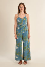 Load image into Gallery viewer, Printed Denim Jumpsuit in Light Denim
