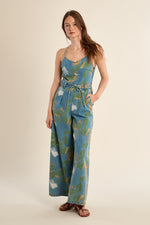 Load image into Gallery viewer, Printed Denim Jumpsuit in Light Denim
