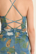 Load image into Gallery viewer, Printed Denim Jumpsuit in Light Denim
