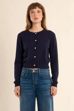 Load image into Gallery viewer, Heart Button Cardigan in Navy
