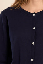 Load image into Gallery viewer, Heart Button Cardigan in Navy
