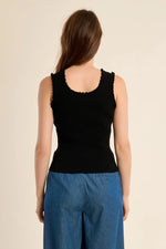 Load image into Gallery viewer, Ruffle Edge Tank Top in Black
