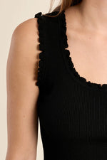 Load image into Gallery viewer, Ruffle Edge Tank Top in Black
