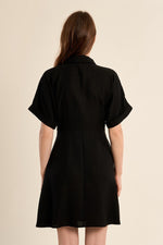 Load image into Gallery viewer, Front Tie Mini Shirt Dress in Black
