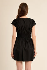 Load image into Gallery viewer, Smocked Waist Mini Dress in Black
