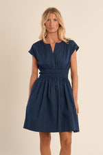 Load image into Gallery viewer, Smocked Waist Mini Dress in Navy
