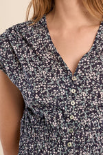 Load image into Gallery viewer, Smocked Waist Midi Dress in Navy Daisy
