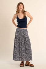 Load image into Gallery viewer, Floral Maxi Skirt in Navy Daisy
