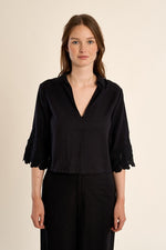 Load image into Gallery viewer, Embroidered Detail Blouse in Black
