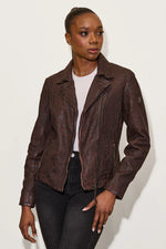 Load image into Gallery viewer, Meeow Leather Jacket in Brown Animal
