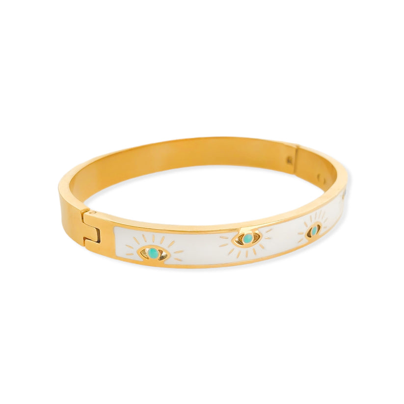 Gold Plated Evil Eye Enamel Bangle