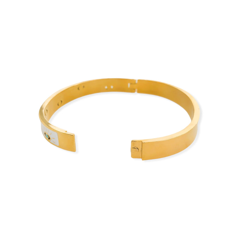 Gold Plated Evil Eye Enamel Bangle