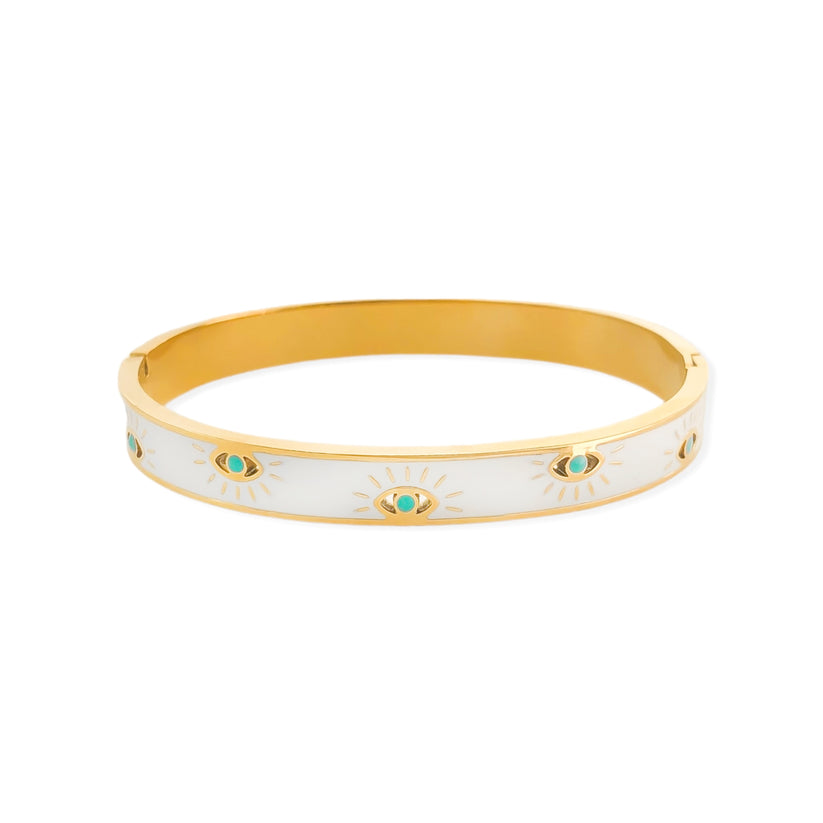 Gold Plated Evil Eye Enamel Bangle