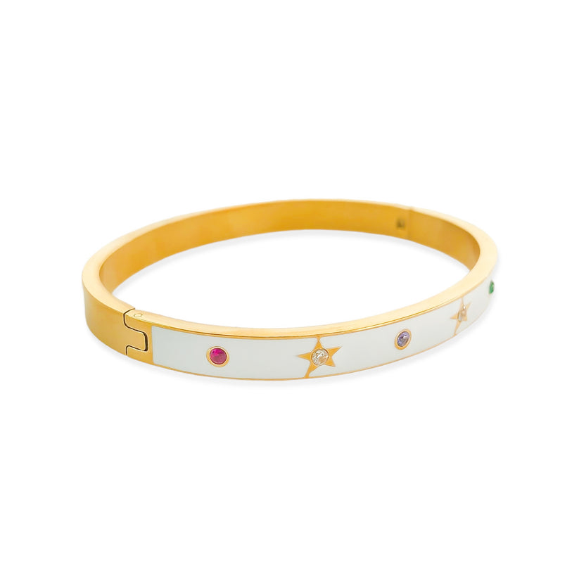 Gold Plated Star Enamel Bangle