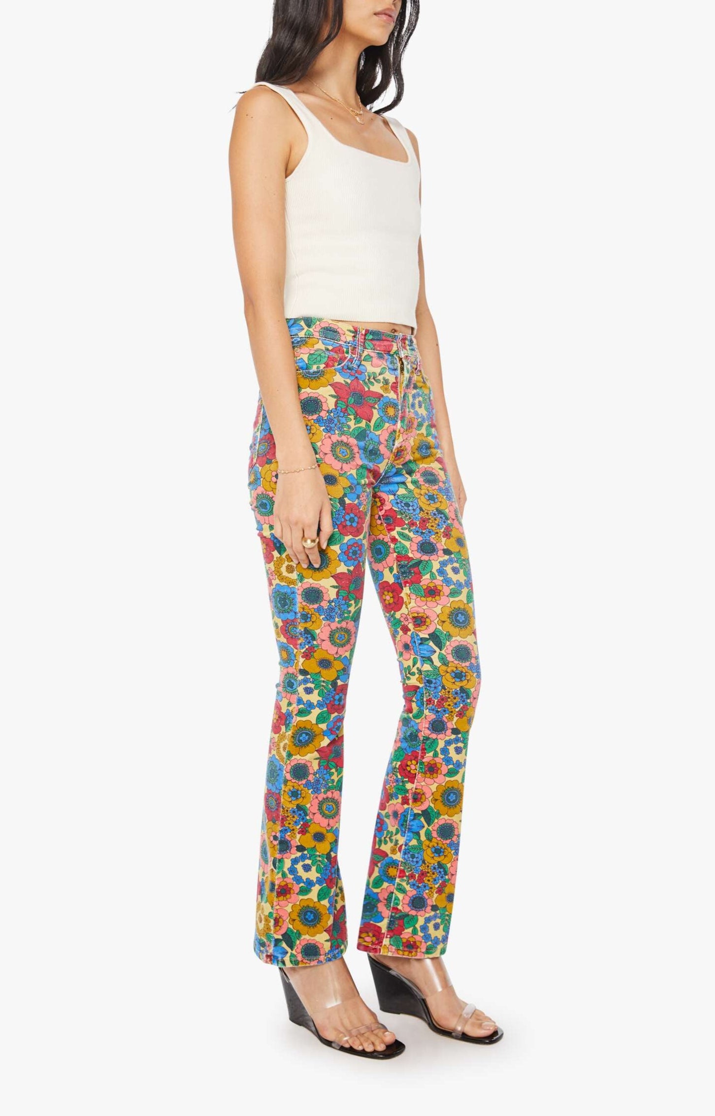 High Waisted Weekender Skimp in Track And Flower Fields