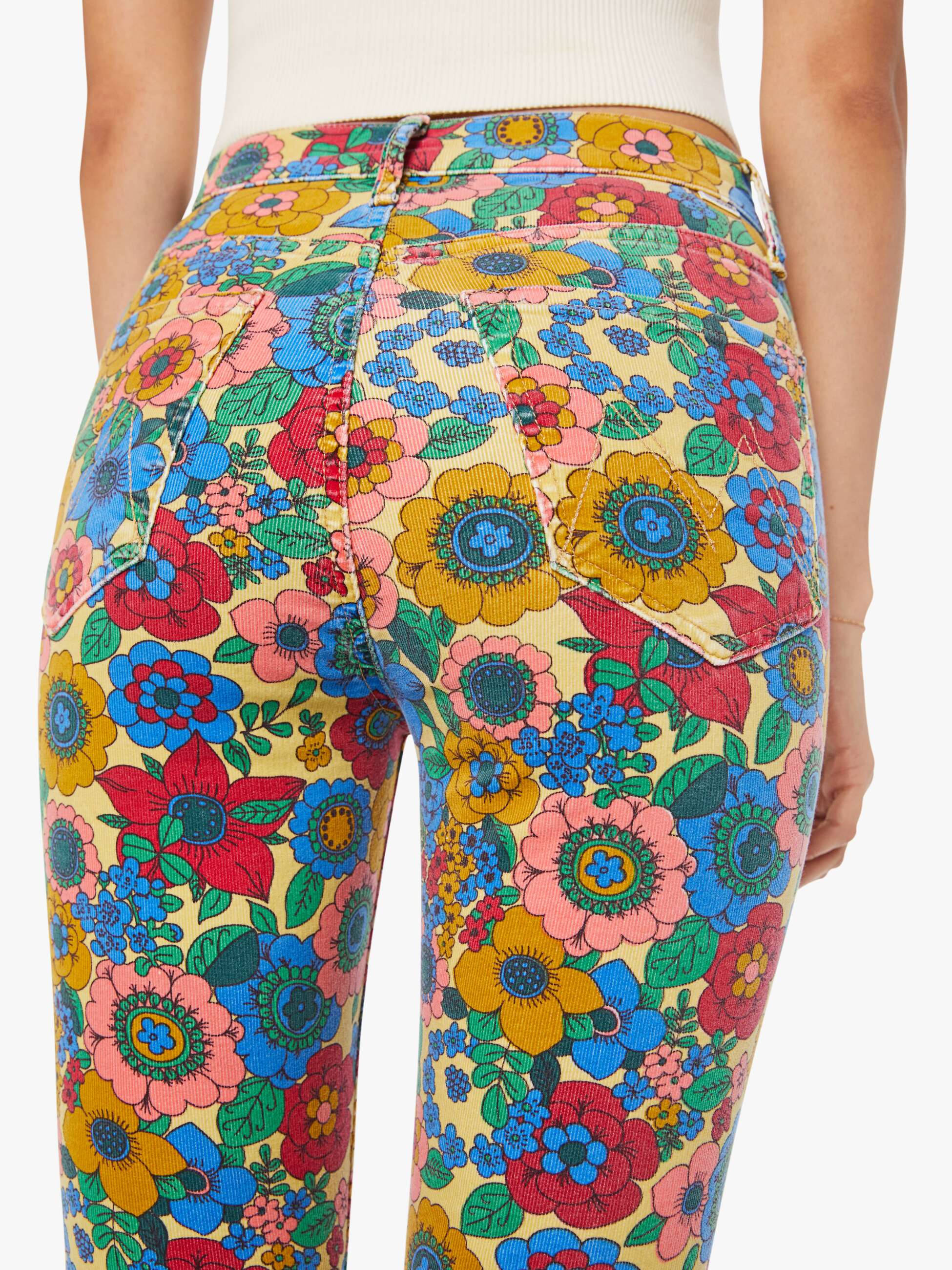 High Waisted Weekender Skimp in Track And Flower Fields