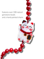 Load image into Gallery viewer, Hand-painted Lucky Cat Gemstone Crossbody Phone Chain in Red
