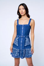 Load image into Gallery viewer, Anise Belted Mini Dress in Navy Multi
