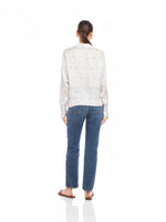 Load image into Gallery viewer, Lynette Long Sleeve Blouse in Cream and Blue
