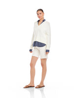 Load image into Gallery viewer, Carrie Mixed Media Sweater in Off White
