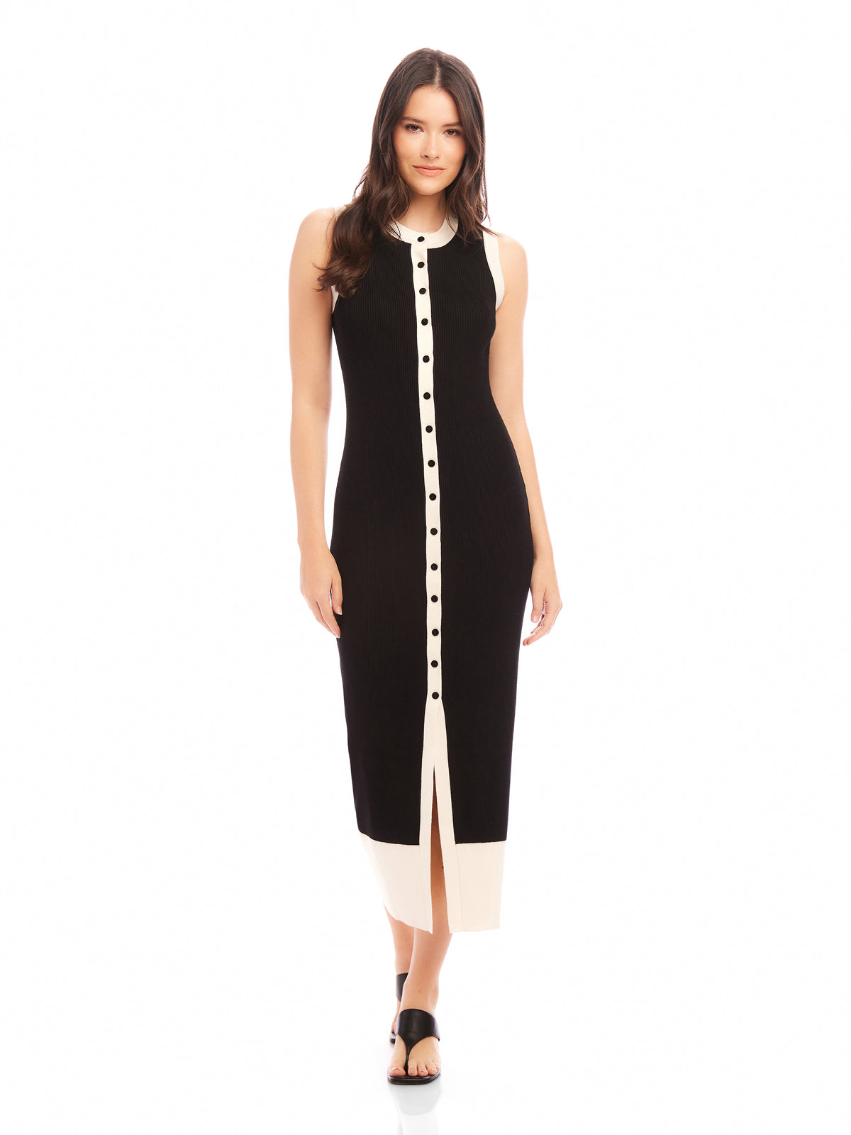 Sleeveless Maves Dress in Black/Cream