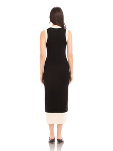 Sleeveless Maves Dress in Black/Cream