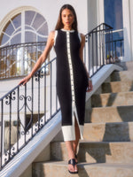 Load image into Gallery viewer, Sleeveless Maves Dress in Black/Cream
