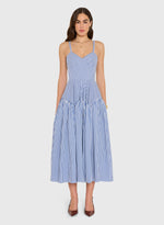 Load image into Gallery viewer, Spencer Midi Dress in Blue Ivory
