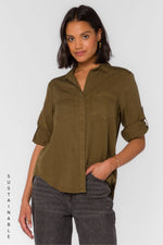 Load image into Gallery viewer, Riley Top in Pesto Green
