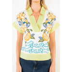 Load image into Gallery viewer, Lemon and Flowers Embroidered Top in Cream
