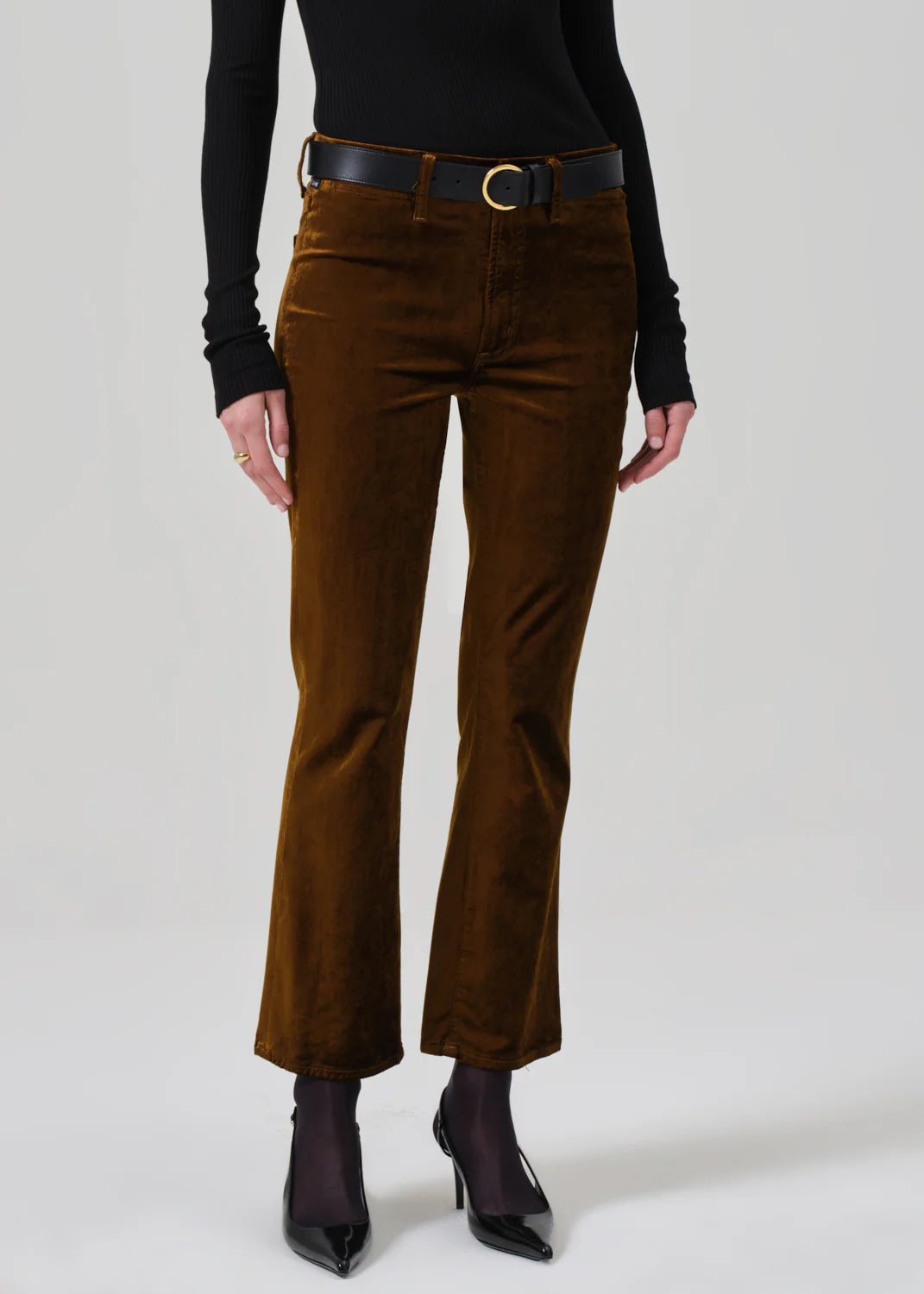 Isola Cropped Trouser Velvet in Golden