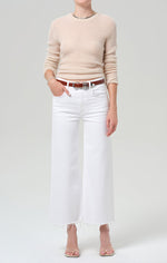 Load image into Gallery viewer, Lyra Wide Leg Crop Raw Hem in Soft White

