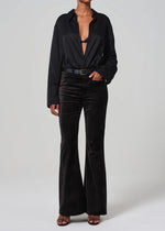 Load image into Gallery viewer, Lilah Flare With Welt Pocket Velvet in Black
