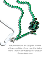 Load image into Gallery viewer, Hand-painted Snake Gemstone Crossbody Phone Chain in Green
