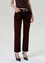 Load image into Gallery viewer, Anissa Stretch Velvet Straight Leg in Chambord
